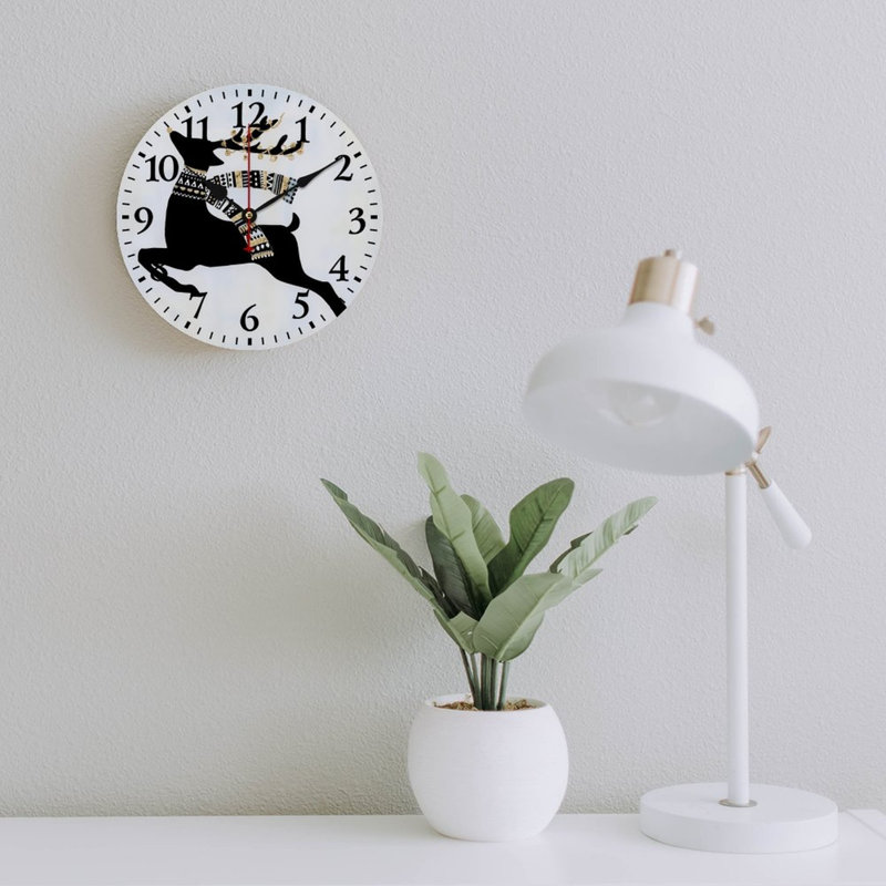 Horloge murale 12 po x 12 po renne noir et doré
