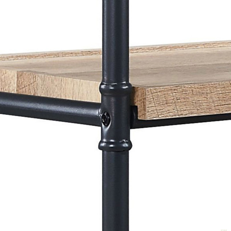 Brantley Oak & Sandy Black Finish Bookshelf, (5 Shelves) 65"H x 48"W x 16"D