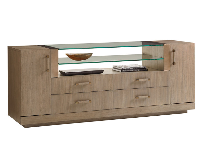 Gray Oak 76" Media Console with Cabinets