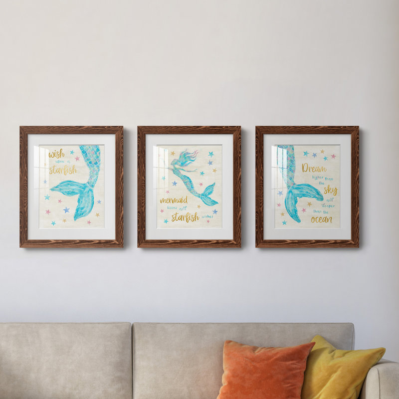 «Mermaid Dream», ensemble de 3 cadres photo, Érable, H 31,5 po x l 43,5 po x P 1 po