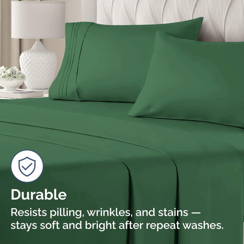 Microfiber Pillowcase Set of 2, Soft Double Brushed Pillow Covers, Breathable & Easy Care, Emerald Green, King