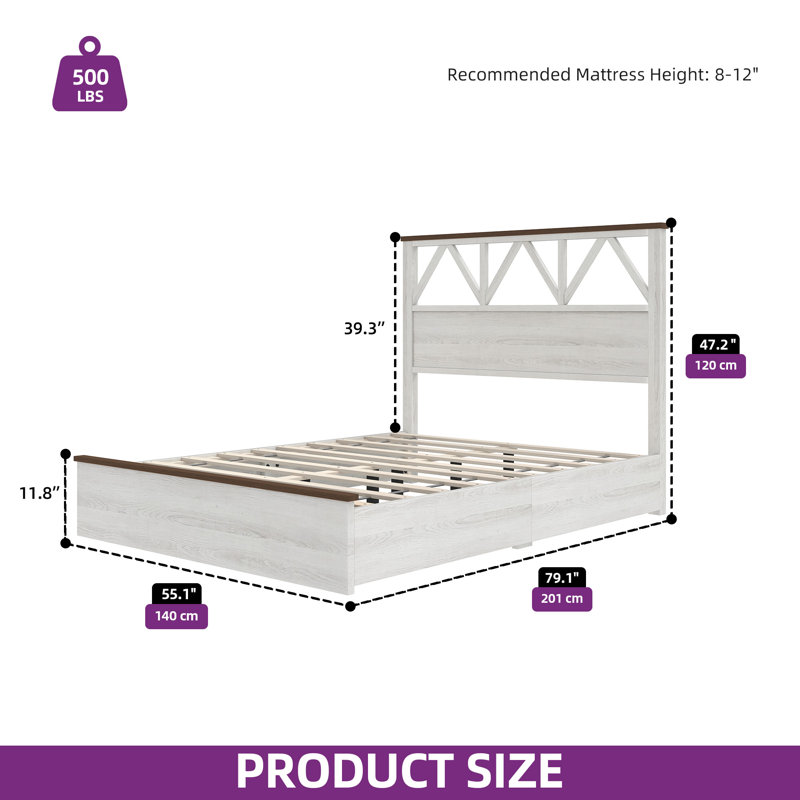  Lit plateforme 47,2 "Farmhouse, Double