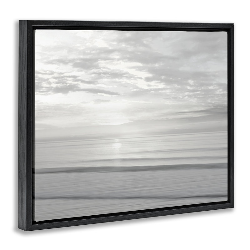 Soft Serene Beach Reflection Floating Frame, design by Maggie Olsen, Jet Black Floater Frame, 17" H x  21" W