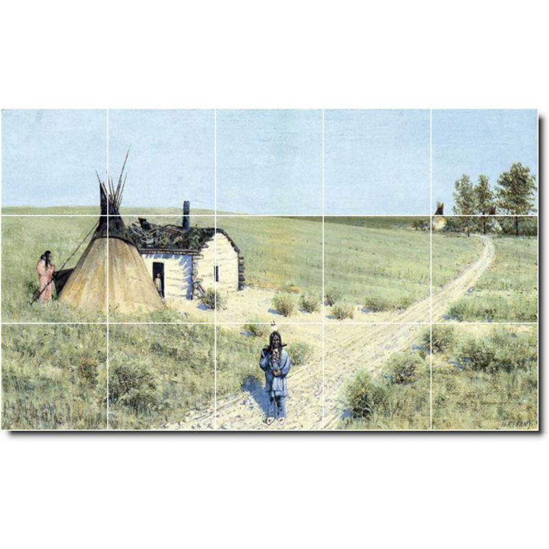 Carreau de peinture murale 40 po x 24 po 8 po x 8 po, Amérindien 03257
