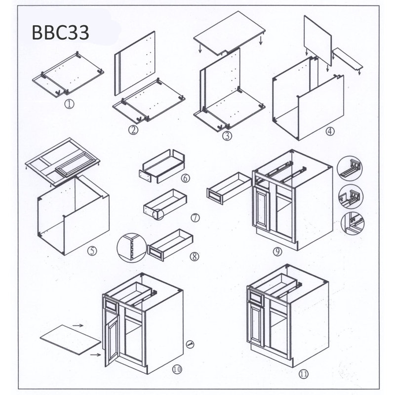 Armoire de coin de 33 pouces de style Shaker