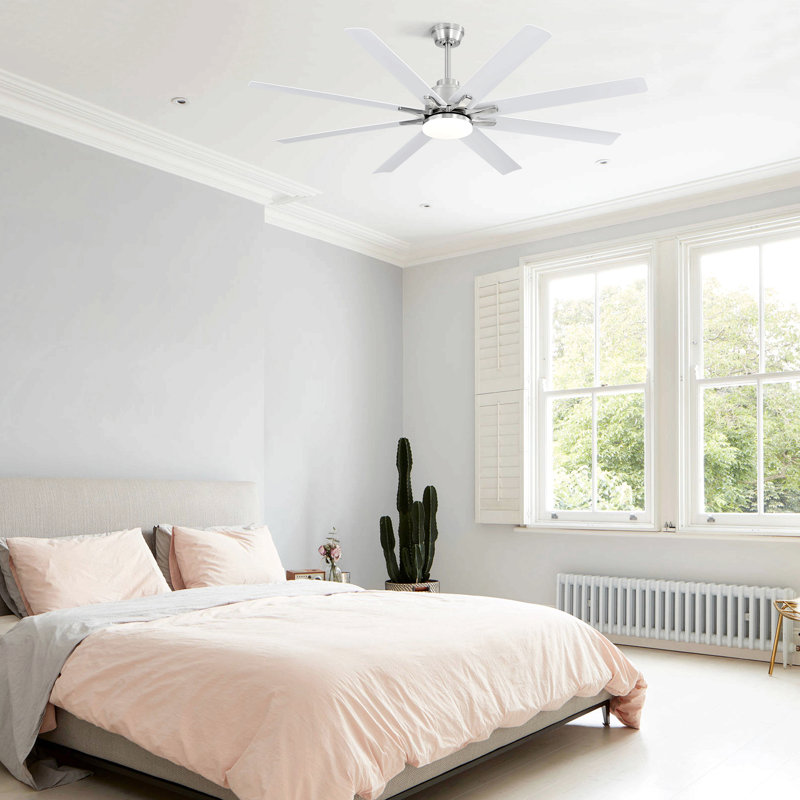 66 Inch Modern Ceiling Fan With Dimmable Led Light 8 Abs Blades Smart Remote Control Reversible Dc Motor For Home Office