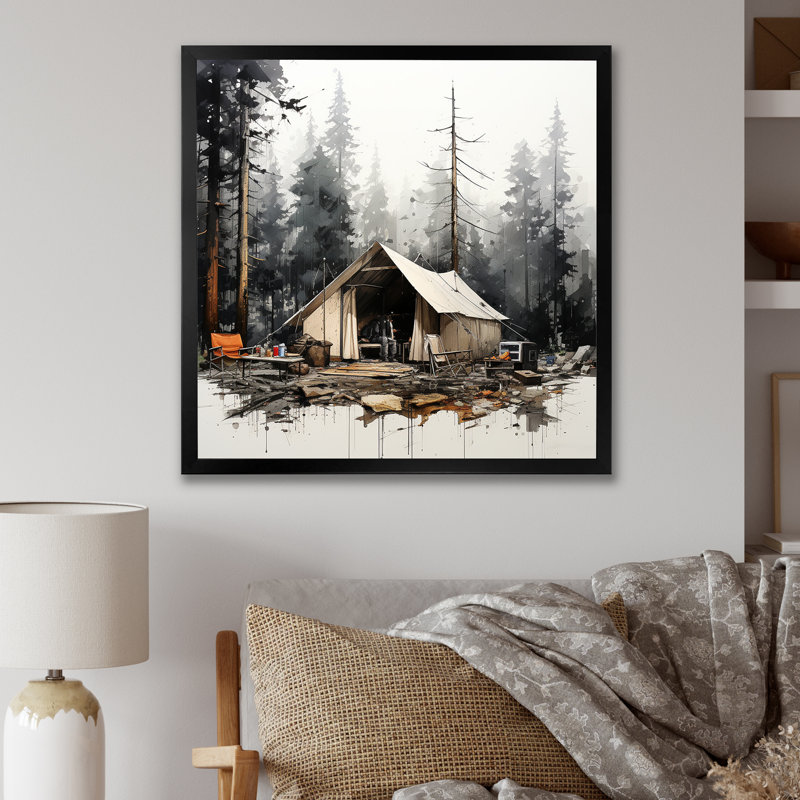 Tente de camping dans un paysage hivernal, H 36 po x l 36 po x P 1,5 po, Cadre simple noir