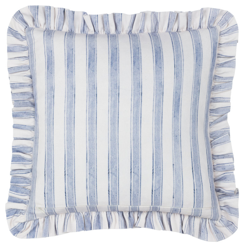 Noortje Ruffle Bows Cushion Cover Abstract Blue Square Throw Pillow Cover