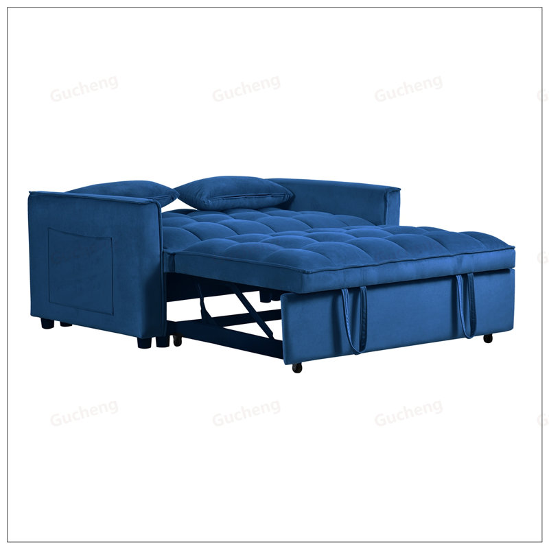 3 in 1 Convertible Sleeper Sofa Bed, Modern Pull Out Couch with Adjustable Backrest, Velvet Loveseat Futon for Living Room and Apartment
