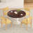 Modern Wooden Blended Linen Yellow Dining Chair-202347710