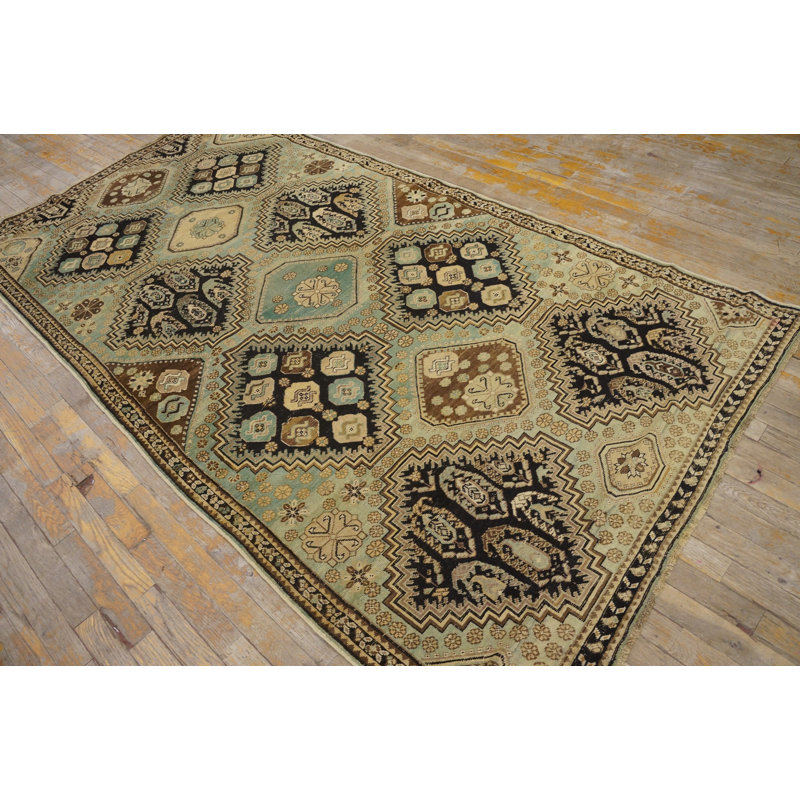Antique Baku Caucasian Geometric Knotted Rug