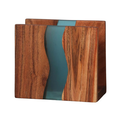 Porte-serviette pour table en bois d'acacia et résine époxy transparente