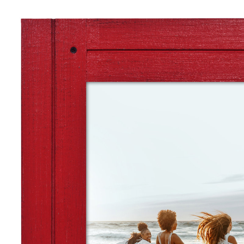 Cadre photo - Cadre photo rustique avec bois d'ingénierie texturé, verre incassable et fond de chevalet - Affichage horizontal et vertical