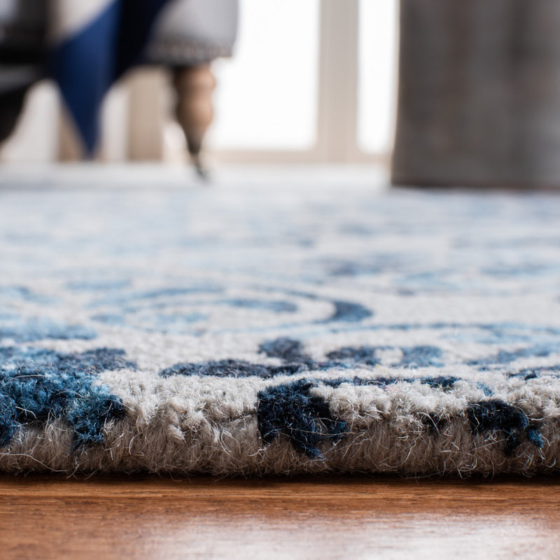 Tapis gris / gris anthracite en laine touffeté à la main Oakton, Tapis de couloir 2 pi 3 po x 8 pi