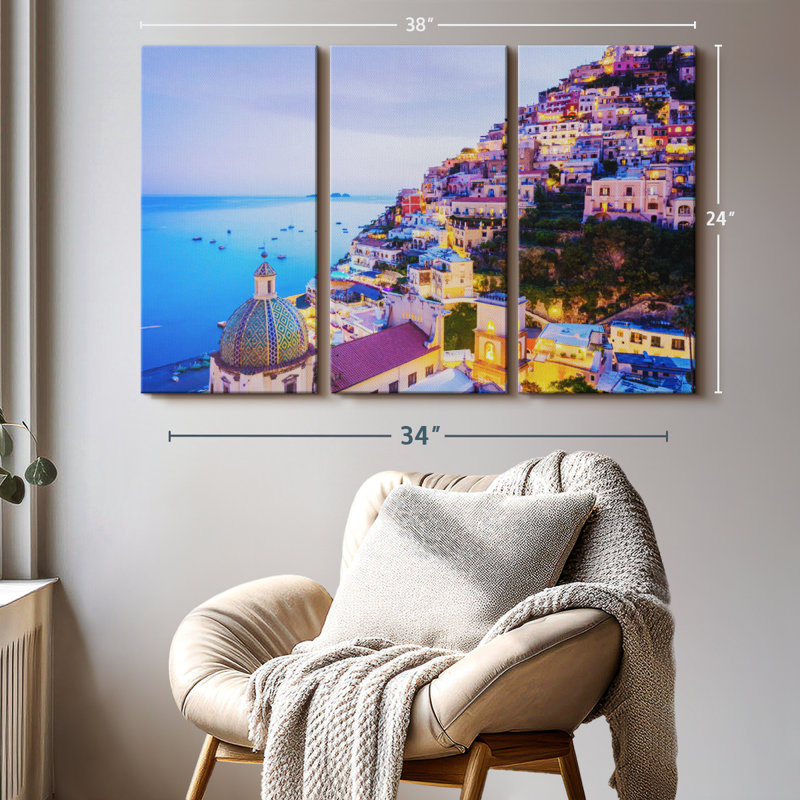 «Coastal Town of Amalfi», reproduction sur toile, H 24 po x l 38 po x P 1,25 po