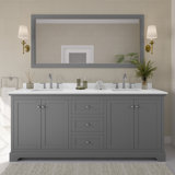 Avery 80'' Double Bathroom Vanity with Quartz Top with Mirror