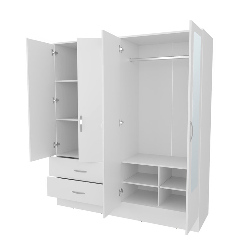 Rangement pour garde-robe avec deux miroirs, blanc