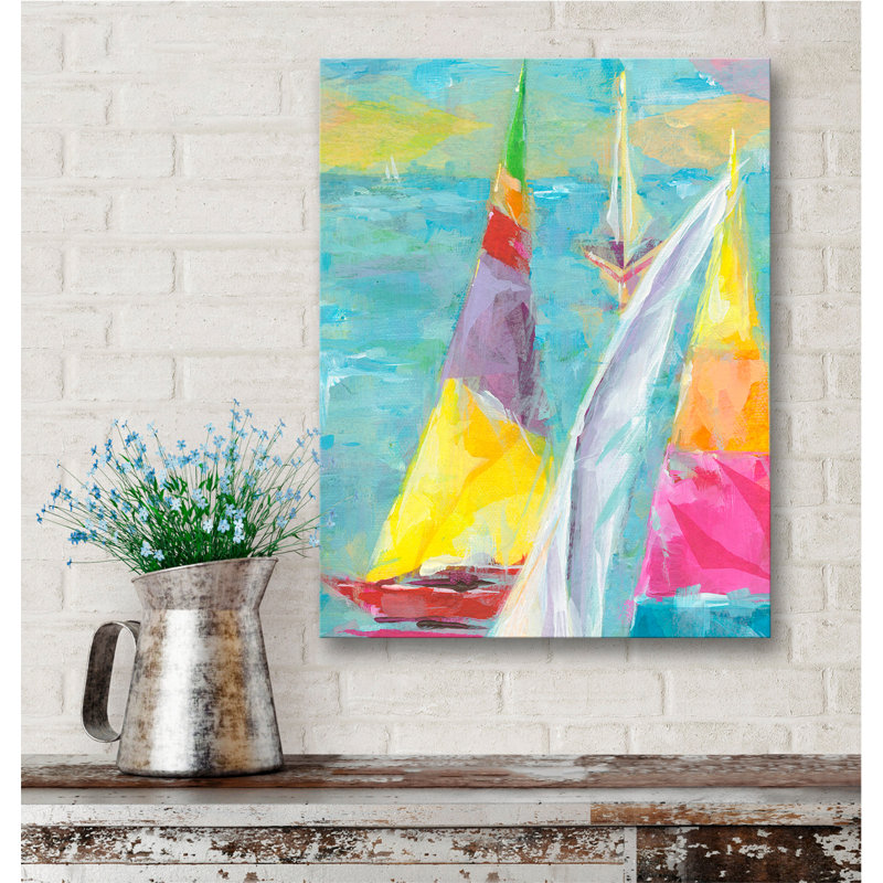 «Painted Sailboat» par Susan Pepe, reproduction d'art sur toile tendue, H 20 po x l 16 po