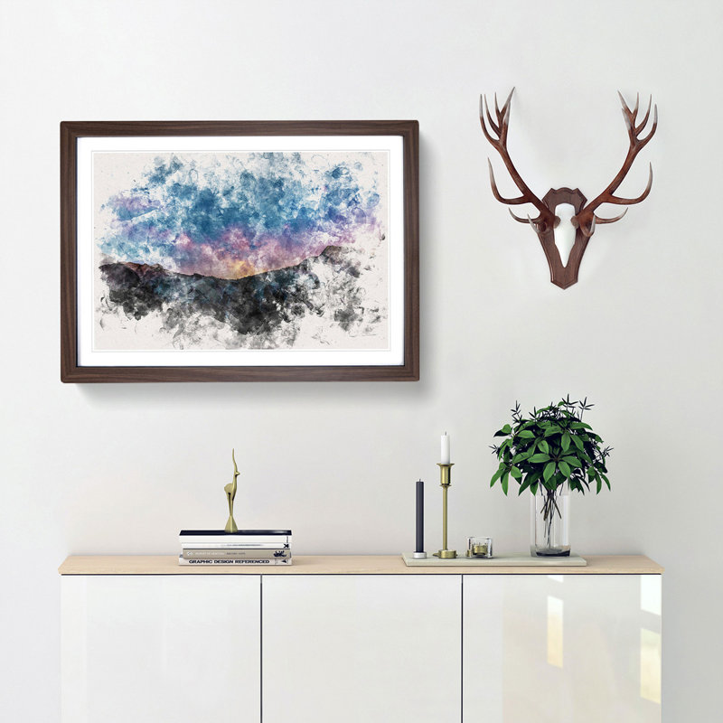Colourful Starsthe Mountain - Framed Print, 24cm H x 33cm W x 2cm D, Walnut Framed
