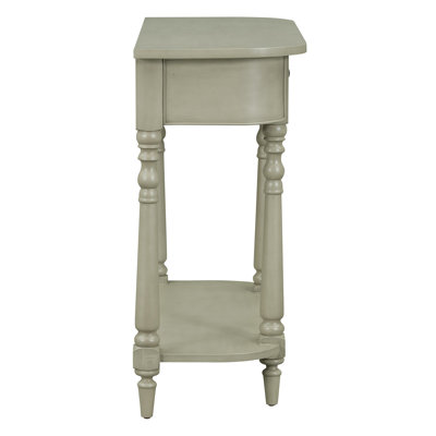 Narrow Console Table With Curved Corner, Retro Entryway Table With Top Drawer And Open Shelf, Sofa Table Console Tables For Entryway