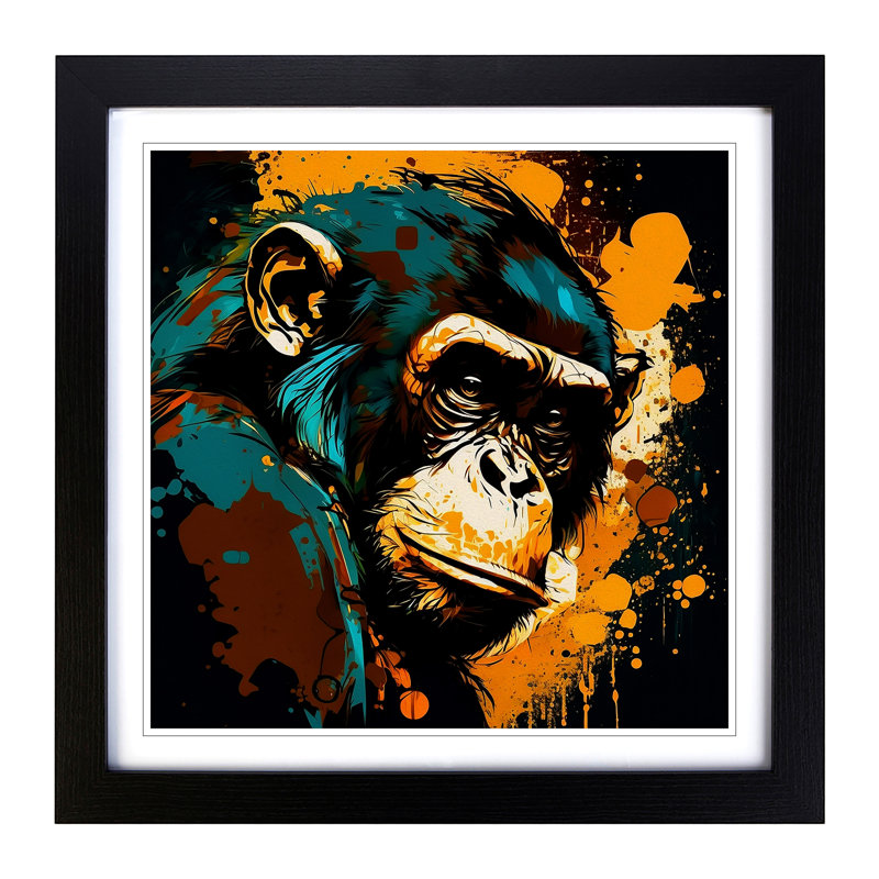 Monkey Expressionism - Framed Print, Black