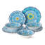 Porto 12pc Melamine Dinnerware Set for 4 – artistically designed Talavera Tile Art, Turquoise Blue Yellow Mandala, Shatterproof Outdoor Plates Bowls, Mediterranean Patio Dining, Poolside Entertaining Magic