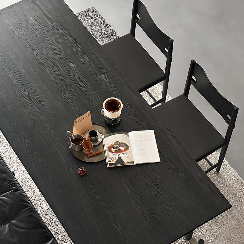 Table de salle à manger rectangulaire minimaliste, Noir, noir, noir, noir, H 28,7 po x L 86,6 po x l 37,4 po
