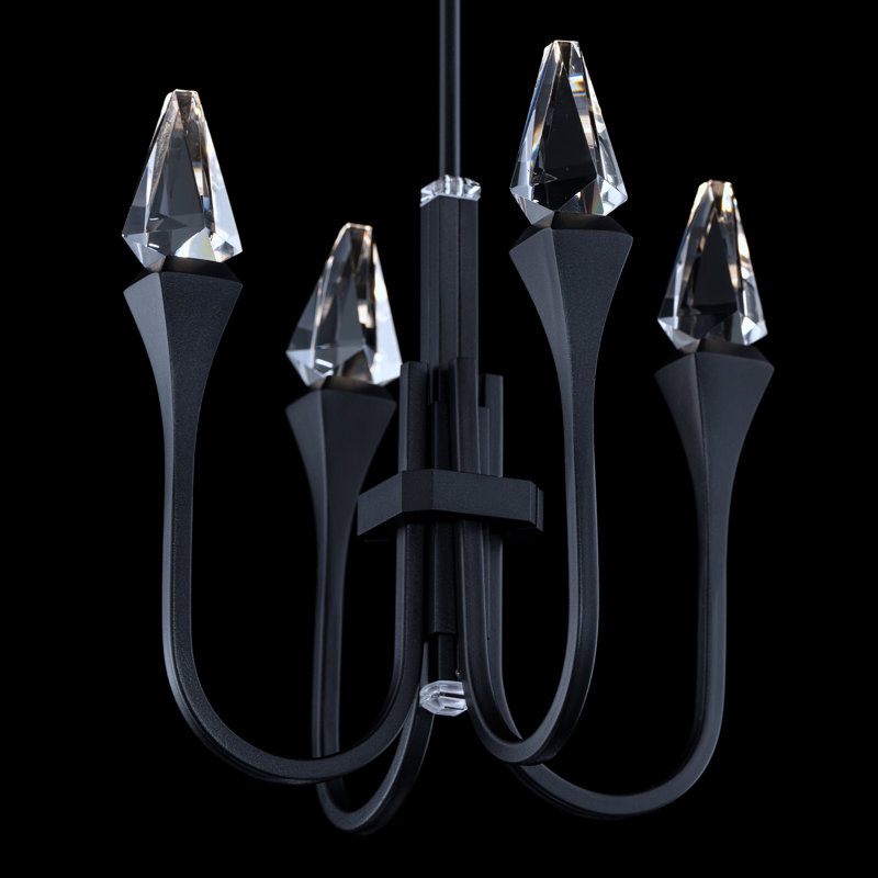 Plumeria LED Pendant, 11.5" H x 12" W x 12" D, Black, 4 Lights