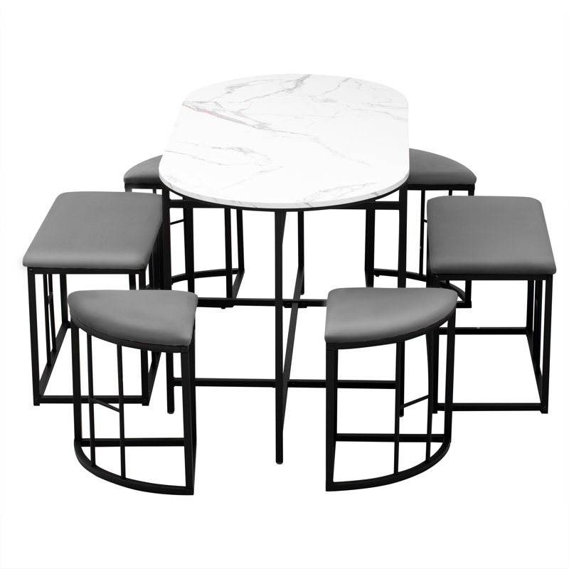 Ethelinda 6 - Person Dining Set, Black, Gray/Black
