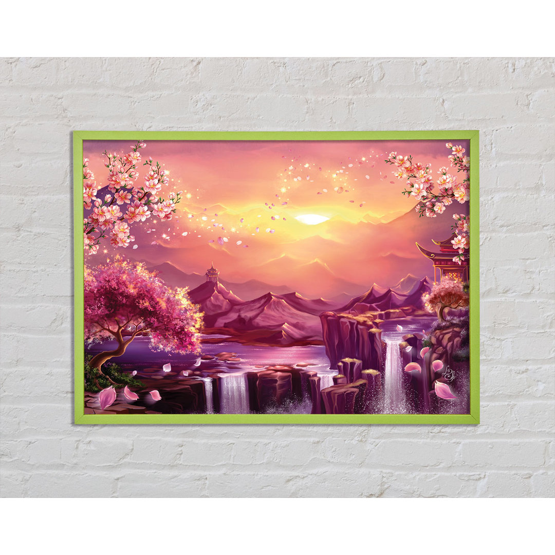 Atsutoshi Beautiful Pink Blossom Waterfall - Druck