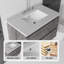 Meuble-lavabo suspendu de 76 cm avec lavabo, tiroir à fermeture amortie, comptoir et dosseret en marbre synthétique blanc granité de 5 cm, contreplaqué