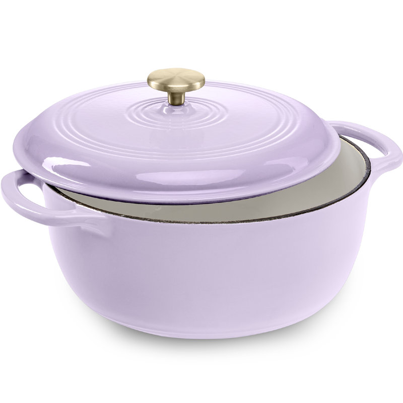 Best Choice Products 6 Quart Cast-Iron Dutch Oven, Heavy-Duty Kitchenware W/ Enamel, Side Handles, Purple