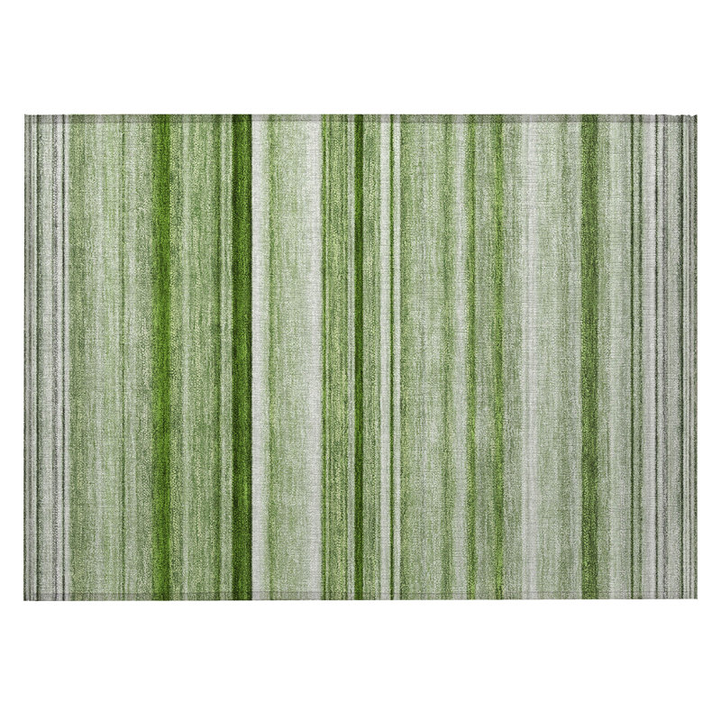 Tapis intérieur / extérieur rayé vert artichaut 2 pi x 3 pi