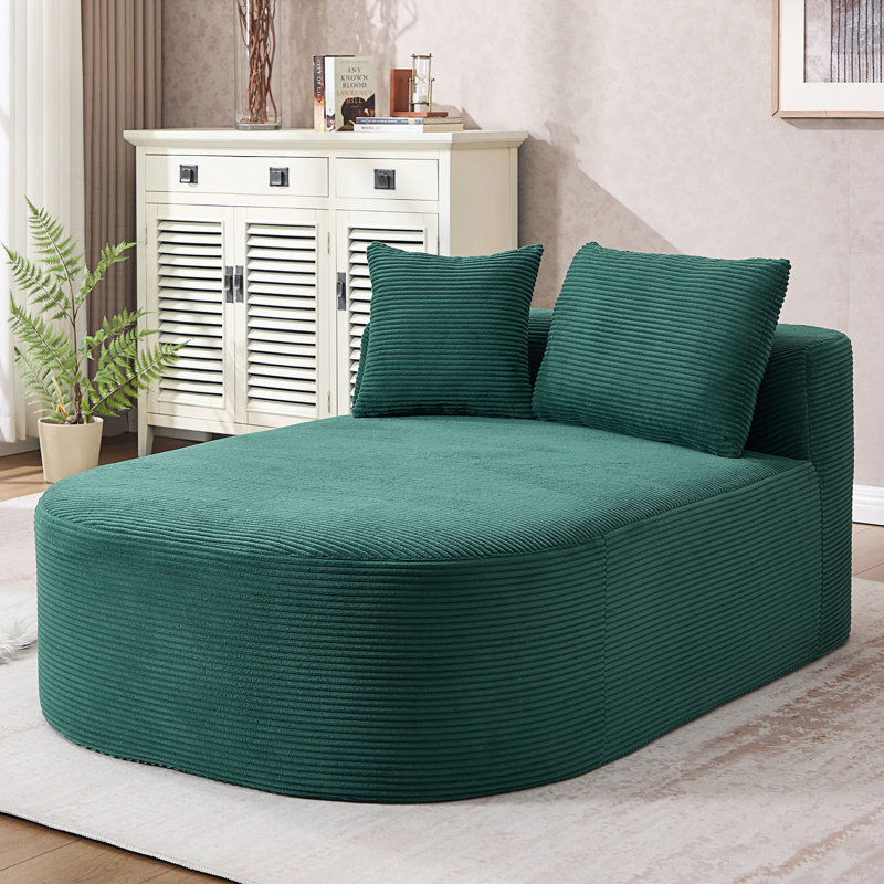Méridienne surdimensionnée avec deux coussins moelleux, Vert