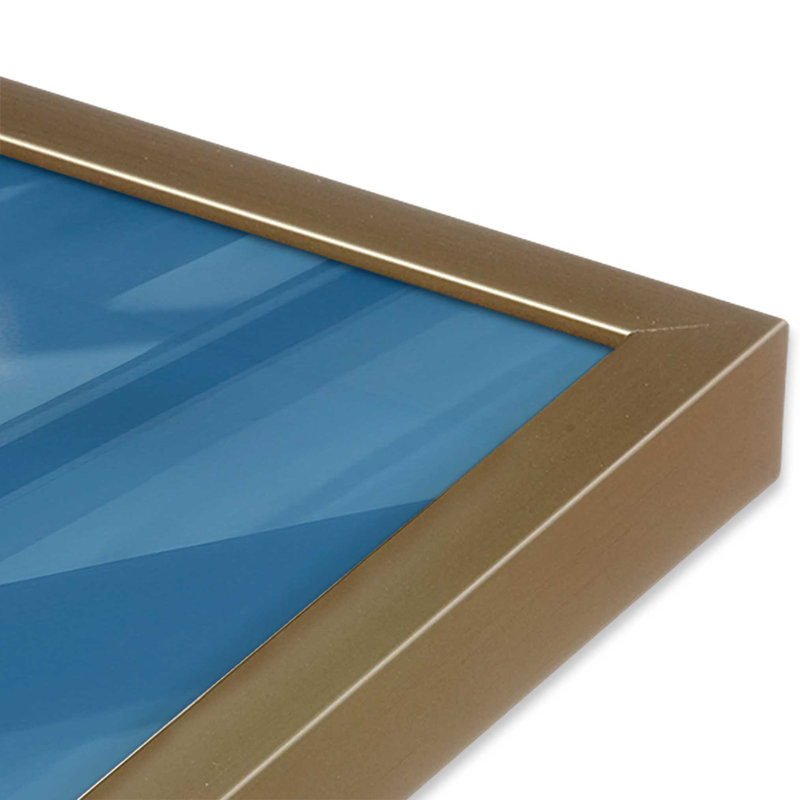 Casse-noisette classique avec imprimé bleu II dans un cadre, Cadre doré brossé, H 11,25 po x l 9,25 po
