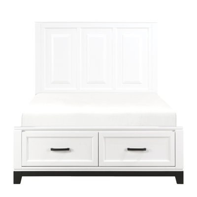 Lit plateforme double blanc avec tiroirs de rangement et meubles de chambre à coucher en bois 1pc