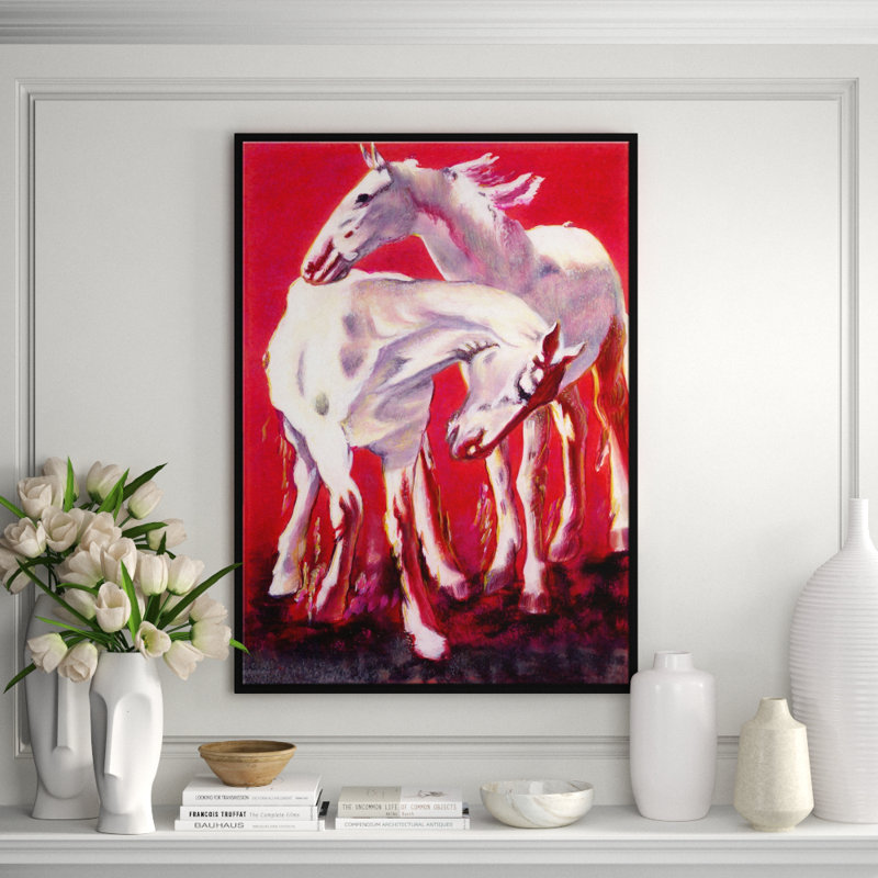 White Horses Framed Canvas