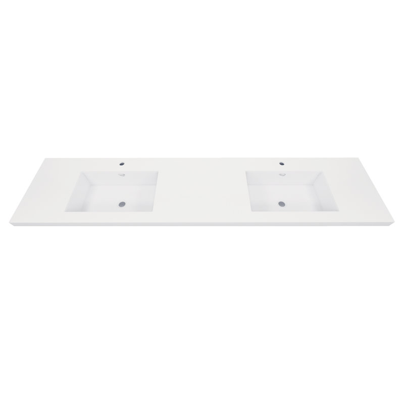 MEBO 84'' White Reinforced Acrylic Rectangular Bathroom Sink with Overflow