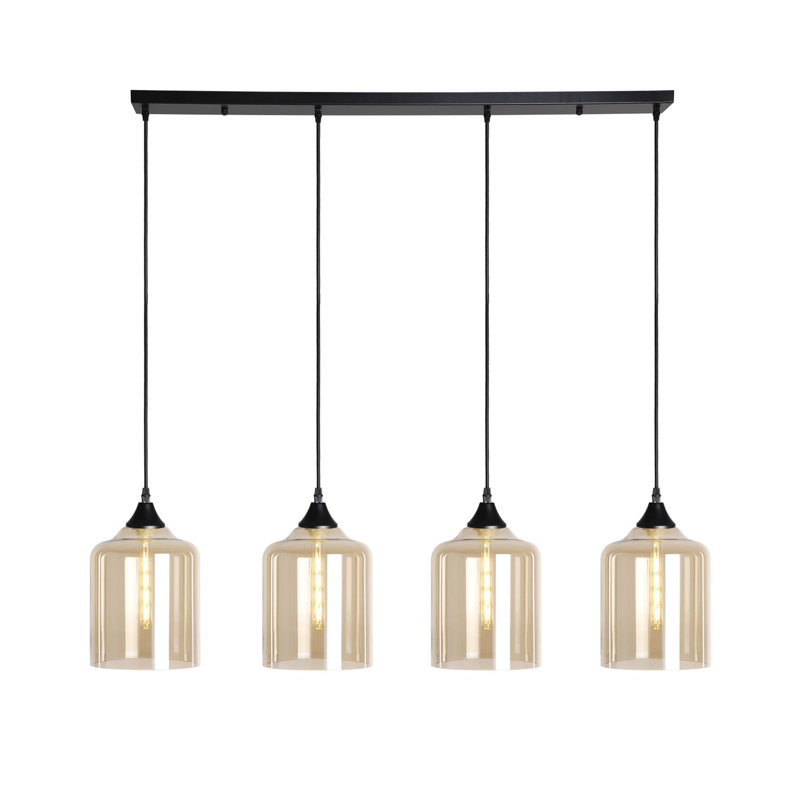 Gunda 4 - Light Kitchen Island Pendant, Amber, Black