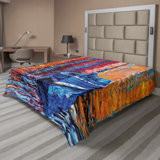 Ambesonne Nautical Top Flat Sheet Dark Sea Fishing Boat Multicolor