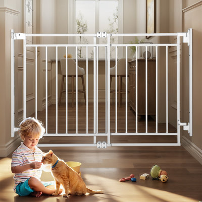Barrière de sécurité sans barre inférieure, barrière de sécurité réglable pour bébé 27,5 à 43 po, barrière pour animaux