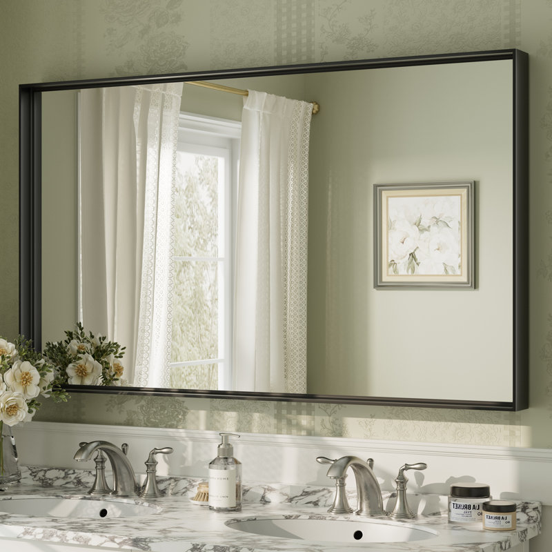 Miroir mural Aevar, 51 po x 30 po, Noir mat
