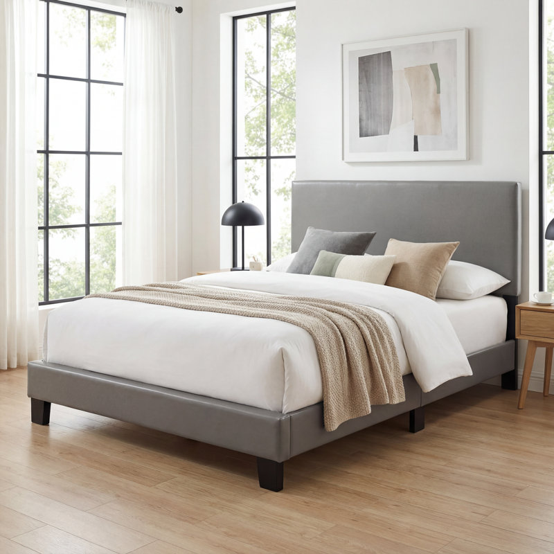 Boyd Sleep Florence Faux Leather Platform Bed | Adjustable Headboard | Luxury Low-Profile Design | 700 lb Capacity, Full