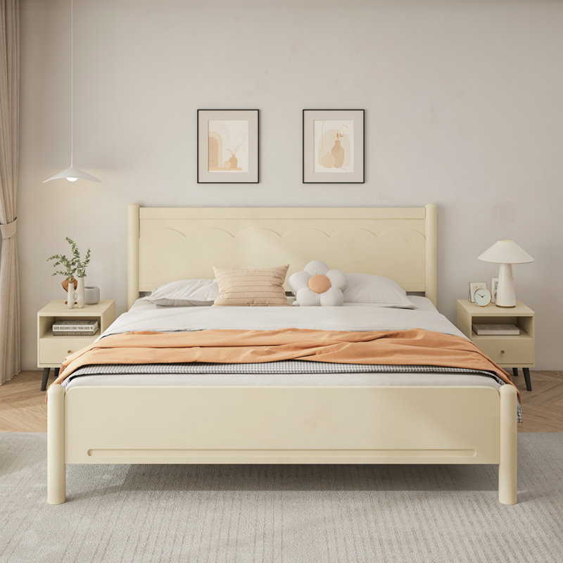 Structure de lit moderne en bois, Beige, Très grand