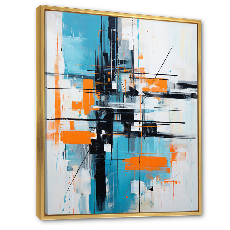 «Ephemeral Patience Minimal Abstract I», peinture murale abstraite, H 40 po x l 30 po x P 1,5 po, Cadre flottant doré