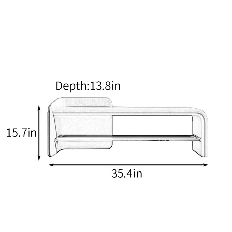 35.4in Shoe Storage Bench, Beige/Orange