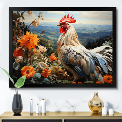 Coq crème avec paysage de fleurs d'oranger