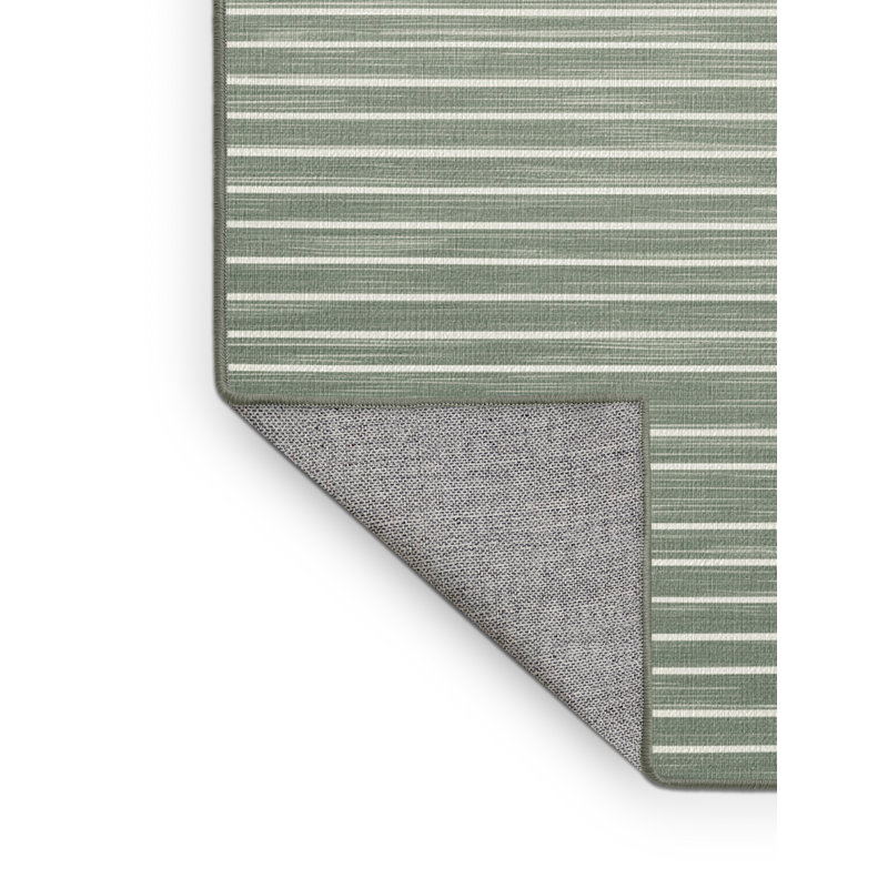 Tapis vert à rayures horizontales lavable à la machine, Rond 3 pi
