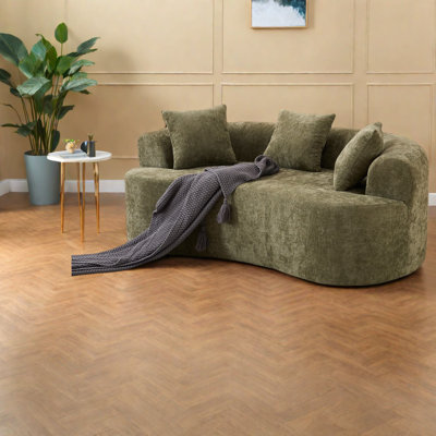 Space-saving Crescent Sofa In Green Foam, Modern Design For Living Room