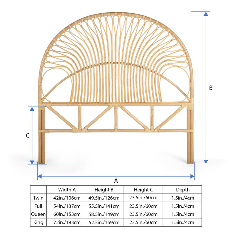 Natural Hand-Crafted Rattan Twin Headboard